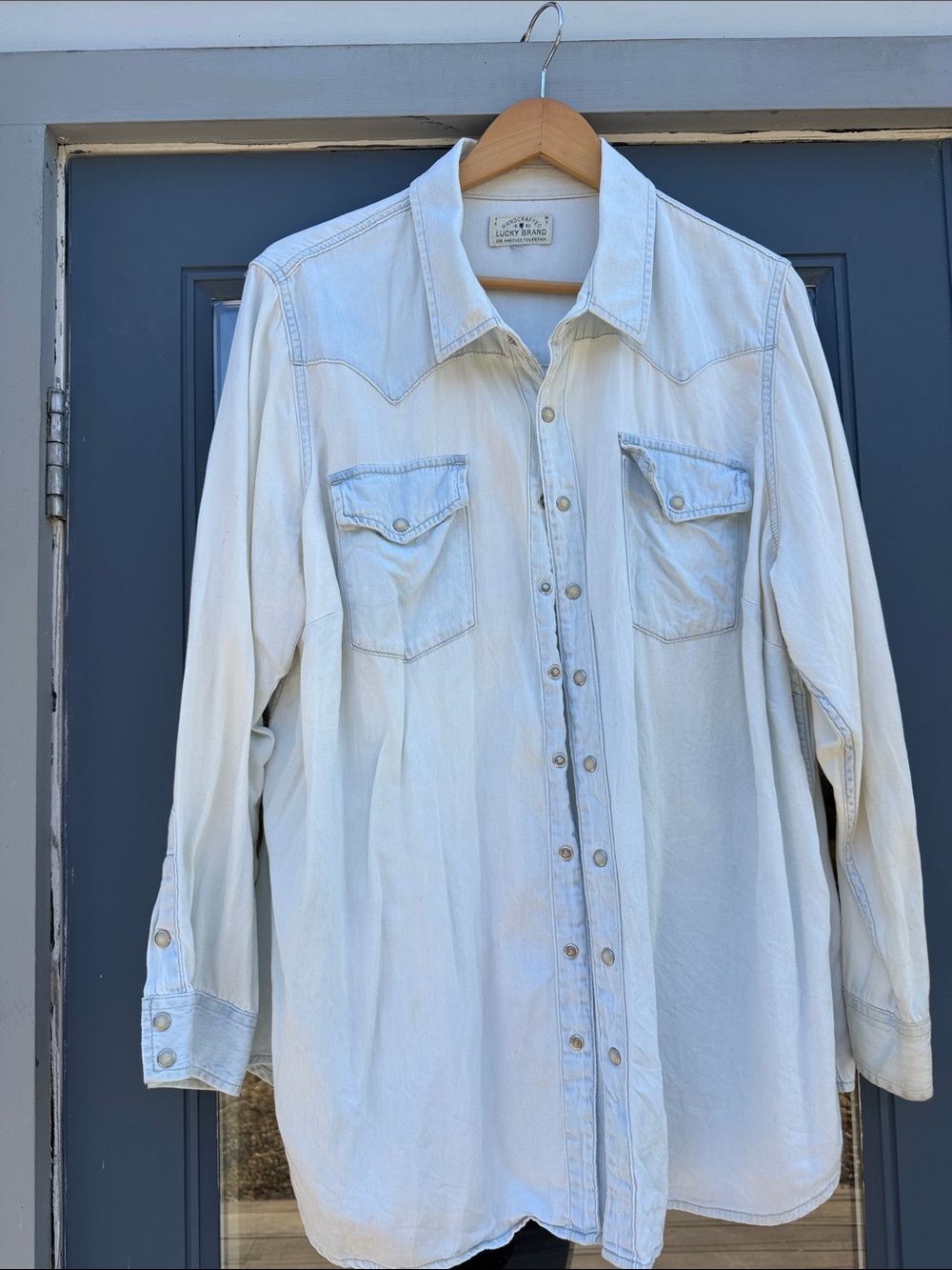 Lucky Brand Light Wash Denim Button-Down Western Shirt